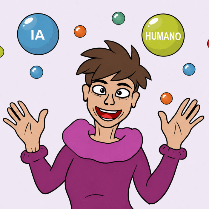 Sandra Romero Cañadas, especialista en IA aplicada a ventas, haciendo malabares con los conceptos clave: IA, humano, ventas y criterio.